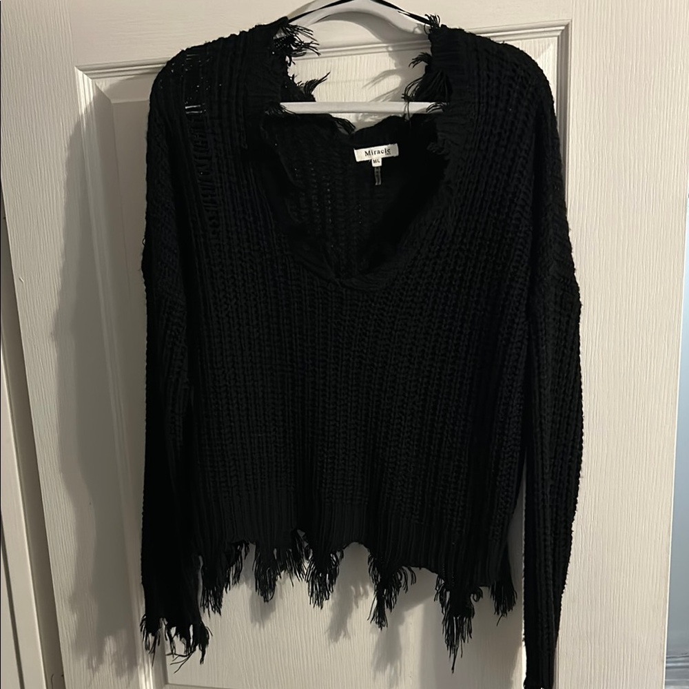 Black Distressed Sweater